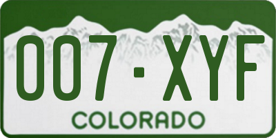 CO license plate 007XYF