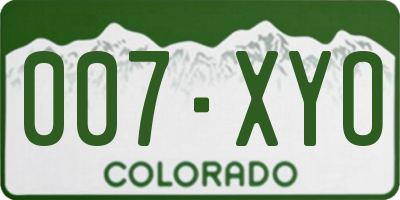 CO license plate 007XYO