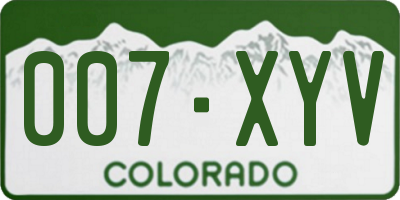 CO license plate 007XYV
