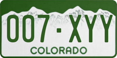 CO license plate 007XYY