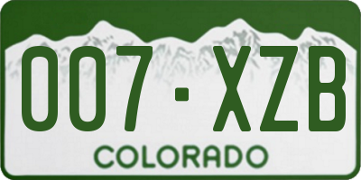 CO license plate 007XZB