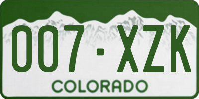 CO license plate 007XZK