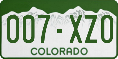 CO license plate 007XZO