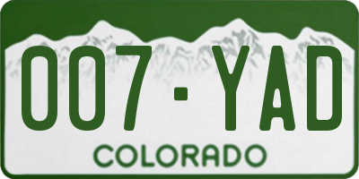 CO license plate 007YAD