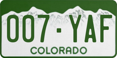 CO license plate 007YAF