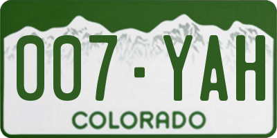 CO license plate 007YAH