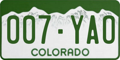 CO license plate 007YAO