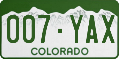 CO license plate 007YAX