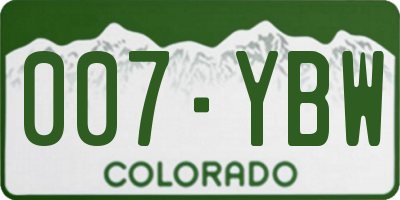 CO license plate 007YBW