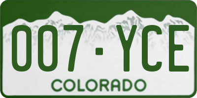 CO license plate 007YCE