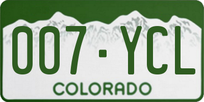 CO license plate 007YCL