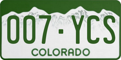 CO license plate 007YCS