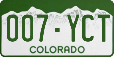 CO license plate 007YCT