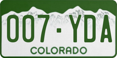 CO license plate 007YDA