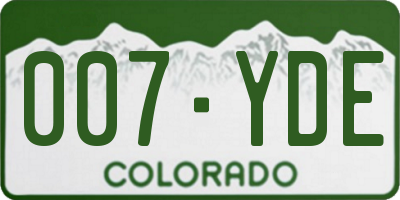 CO license plate 007YDE