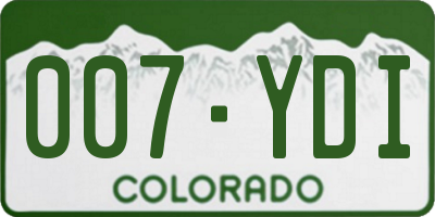 CO license plate 007YDI
