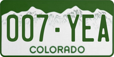 CO license plate 007YEA