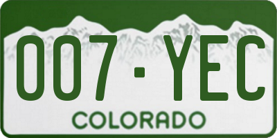 CO license plate 007YEC