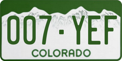CO license plate 007YEF