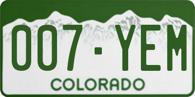 CO license plate 007YEM