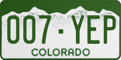 CO license plate 007YEP