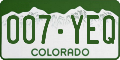 CO license plate 007YEQ
