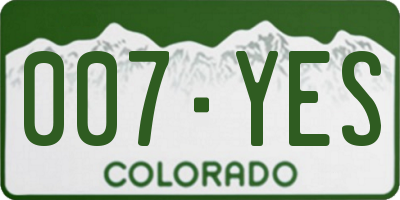 CO license plate 007YES