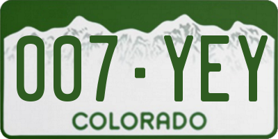 CO license plate 007YEY