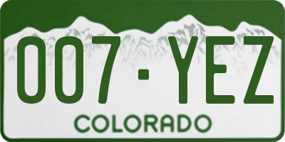 CO license plate 007YEZ