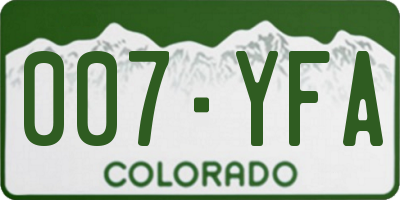 CO license plate 007YFA