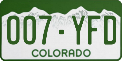 CO license plate 007YFD