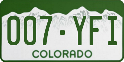 CO license plate 007YFI