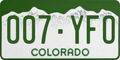 CO license plate 007YFO