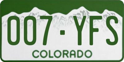 CO license plate 007YFS