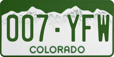 CO license plate 007YFW