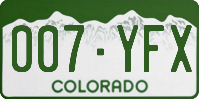 CO license plate 007YFX