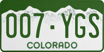 CO license plate 007YGS