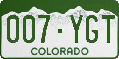 CO license plate 007YGT