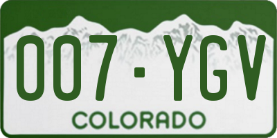 CO license plate 007YGV