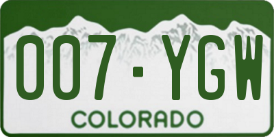 CO license plate 007YGW