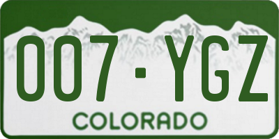 CO license plate 007YGZ