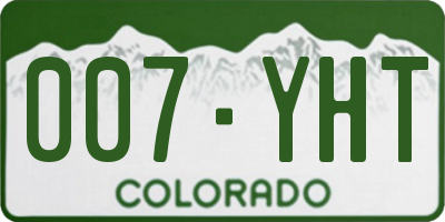 CO license plate 007YHT