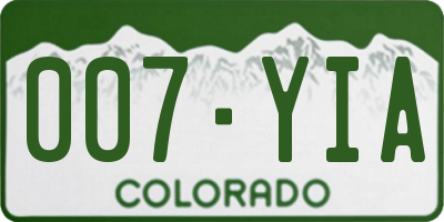 CO license plate 007YIA