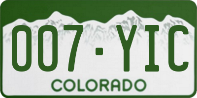 CO license plate 007YIC