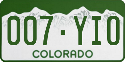 CO license plate 007YIO