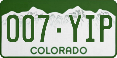 CO license plate 007YIP