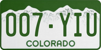 CO license plate 007YIU