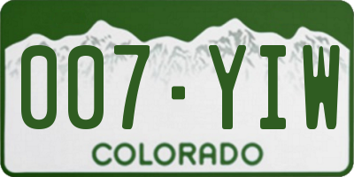 CO license plate 007YIW