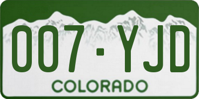CO license plate 007YJD