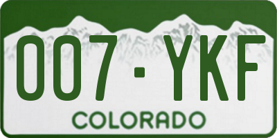 CO license plate 007YKF